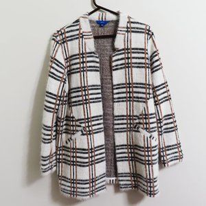 Women's Apt. 9 Lurex plaid knit long coat/ open cardigan